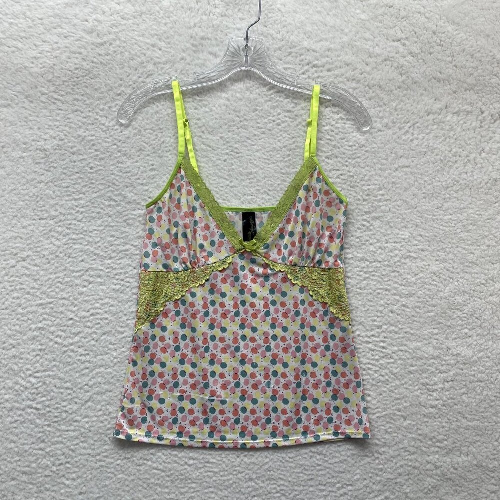 Y2K Vintage Lingerie Camisole Tank Top L Large Lime Green Stretch Fairy Grunge
